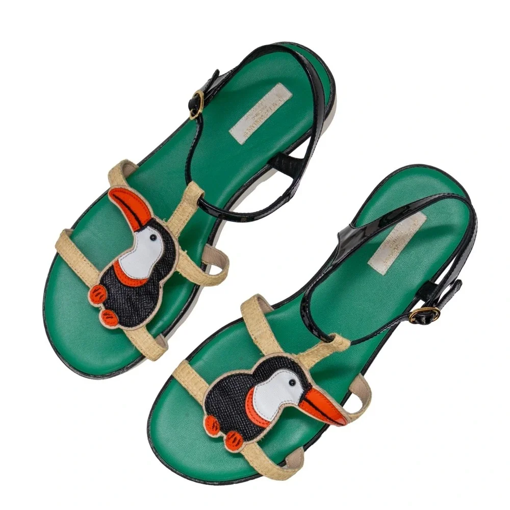 DOLCE & GABBANA BAMBINO SHOES TOUCAN SANDALS T-STRAP sz‎ EU 37 UK 4 23.5cm